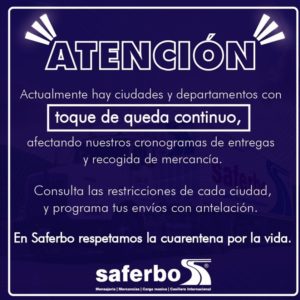 Toque de queda en departamentos de Colombia